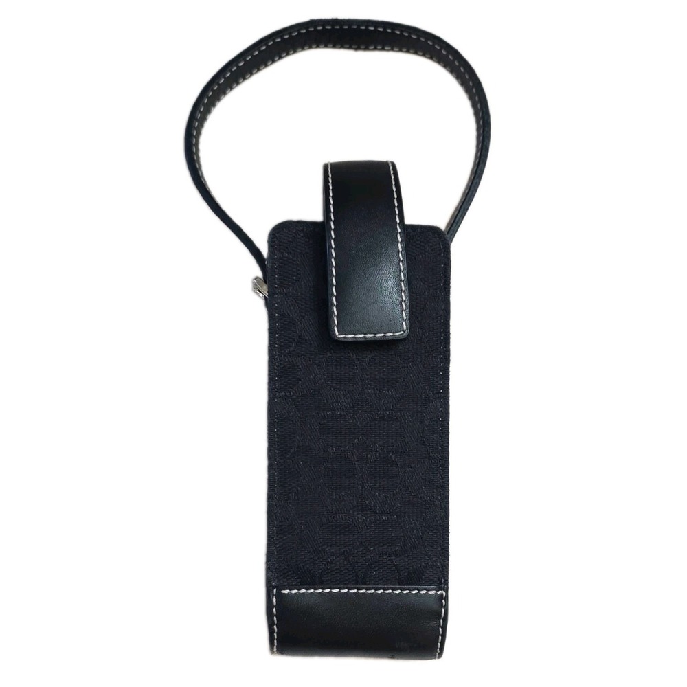 Vintage Coach 61128 Black Signature Canvas Small Electronic Case Pouch Bag Charm